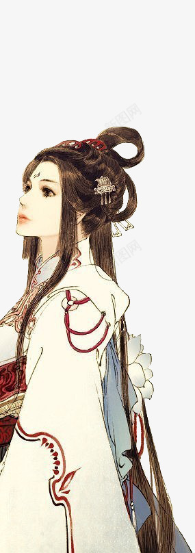 手绘中国风女子插画png免抠素材_88icon https://88icon.com 中国风女子 古代女子素材 古风女子插画