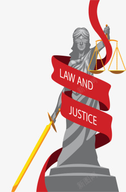 正义的化身红丝带缠绕正义女神矢量图高清图片
