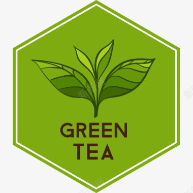创意绿色树枝茶叶图标图标