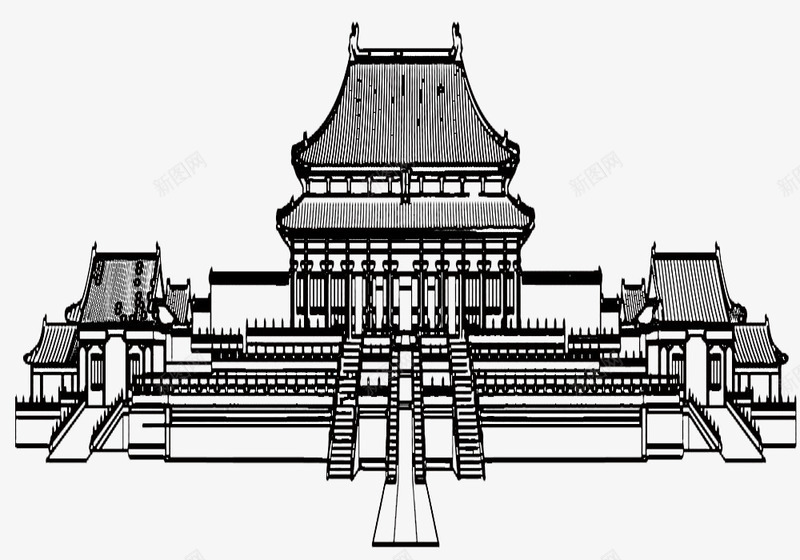 金銮殿简笔画故宫手绘png免抠素材_88icon https://88icon.com 古代 建筑 故宫手绘 正面手绘 简笔画 金銮殿