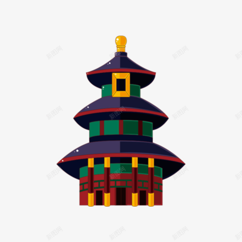 卡通古建筑装饰图案png免抠素材_88icon https://88icon.com 卡通 古代 古建筑 楼房 装饰图案