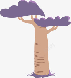 紫色卡通时尚大树矢量图素材