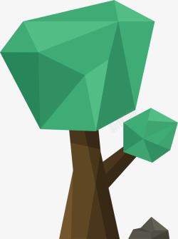 绿色组合几何树木素材