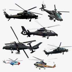 七款不同造型的直升机素材