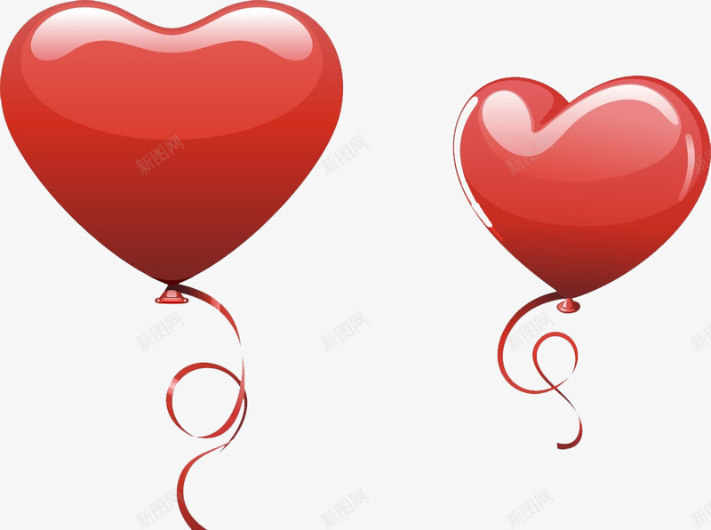 两个爱心气球png免抠素材_88icon https://88icon.com 喜庆 气球 气球丝带 爱心 红色气球 节日