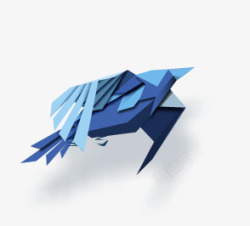 蓝色创意科技小鸟折纸素材