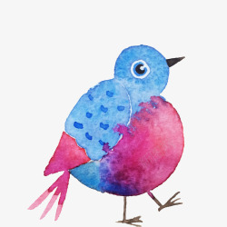 手绘水彩动物小鸟素材