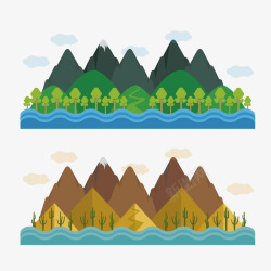 夏季秋季山林风景卡片素材