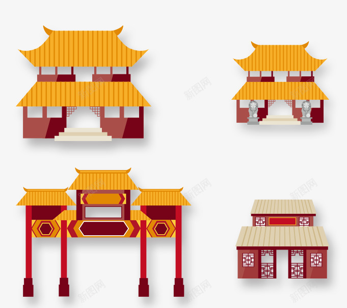 古代卡通中国风庭院建筑png免抠素材_88icon https://88icon.com PNG 中国风 卡通建筑 古代建筑 庭院建筑