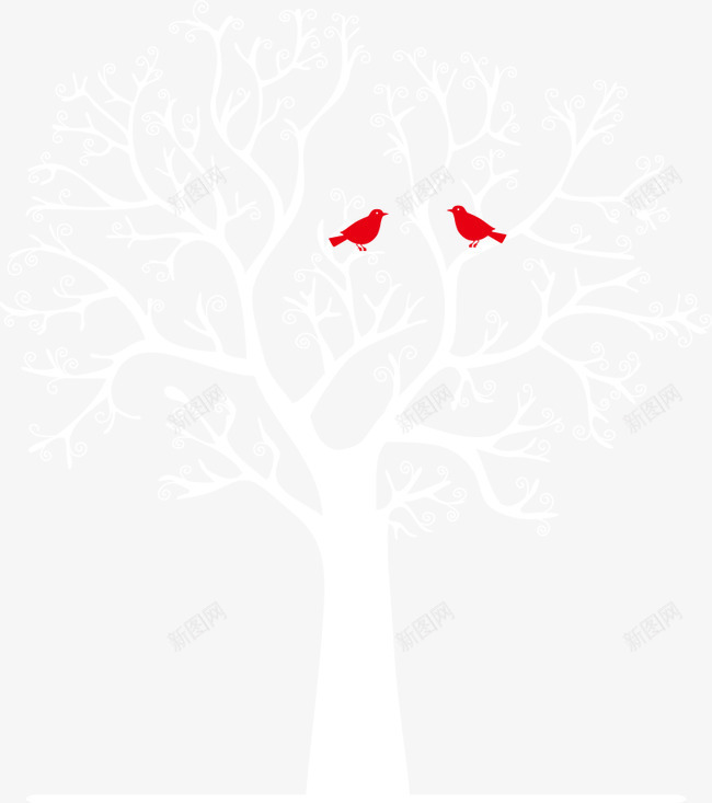 树上的一对红色喜鹊png免抠素材_88icon https://88icon.com 卡通树 喜鹊 小树 小鸟 树 矢量树 红色喜鹊