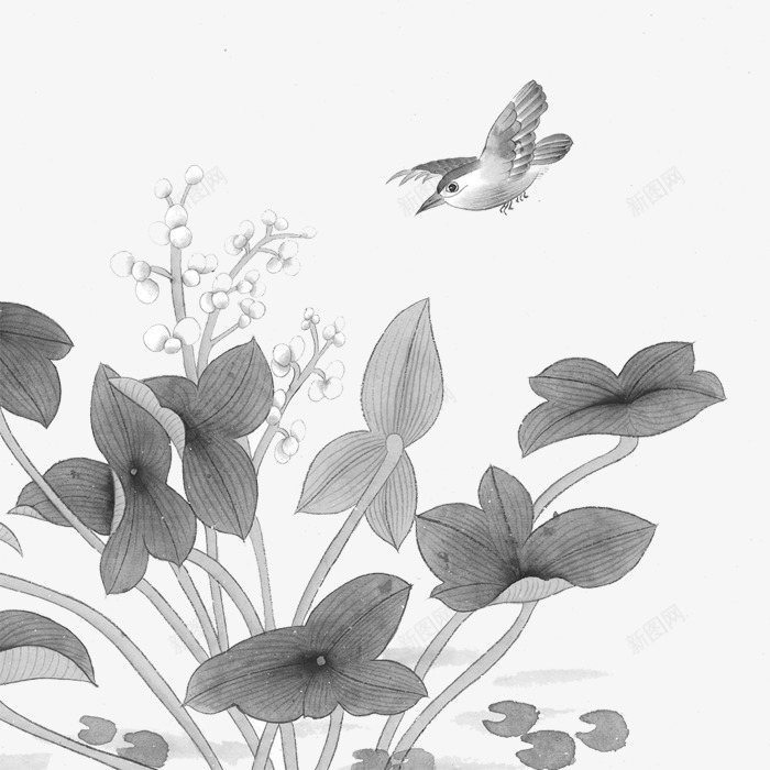 中国风水墨荷叶png免抠素材_88icon https://88icon.com 中国风 传统 小鸟 水墨 荷叶 莲花