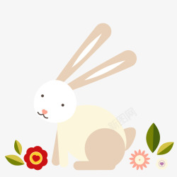 卡通复活节兔子与花卉素材