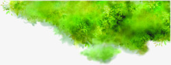 绿色水彩树枝树影素材