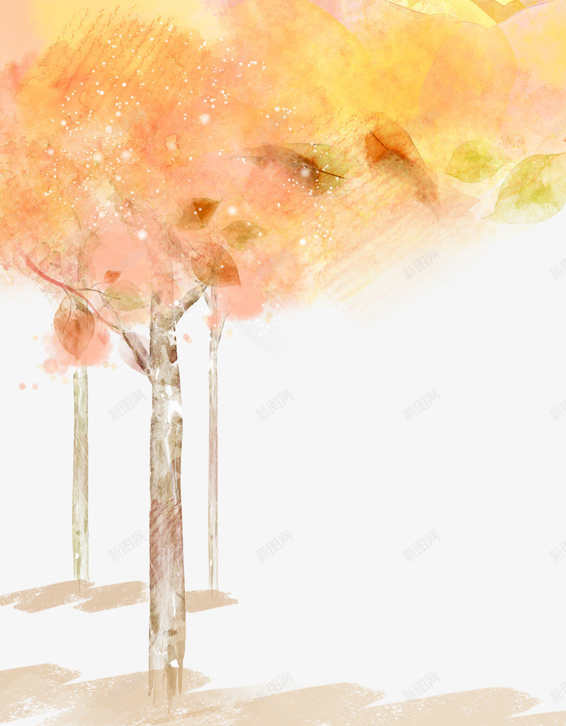 秋天里的唯美风景png免抠素材_88icon https://88icon.com 水粉话 秋天里的树木 色彩画
