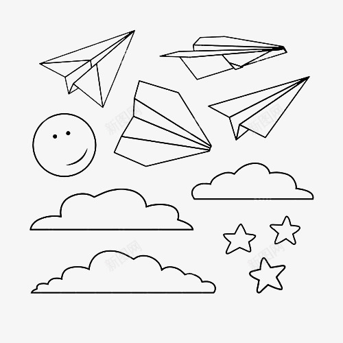 手绘纸飞机多个png免抠素材_88icon https://88icon.com 娱乐 折纸 玩具 画画 直升机 纸飞机 纸飞机手绘 绘画