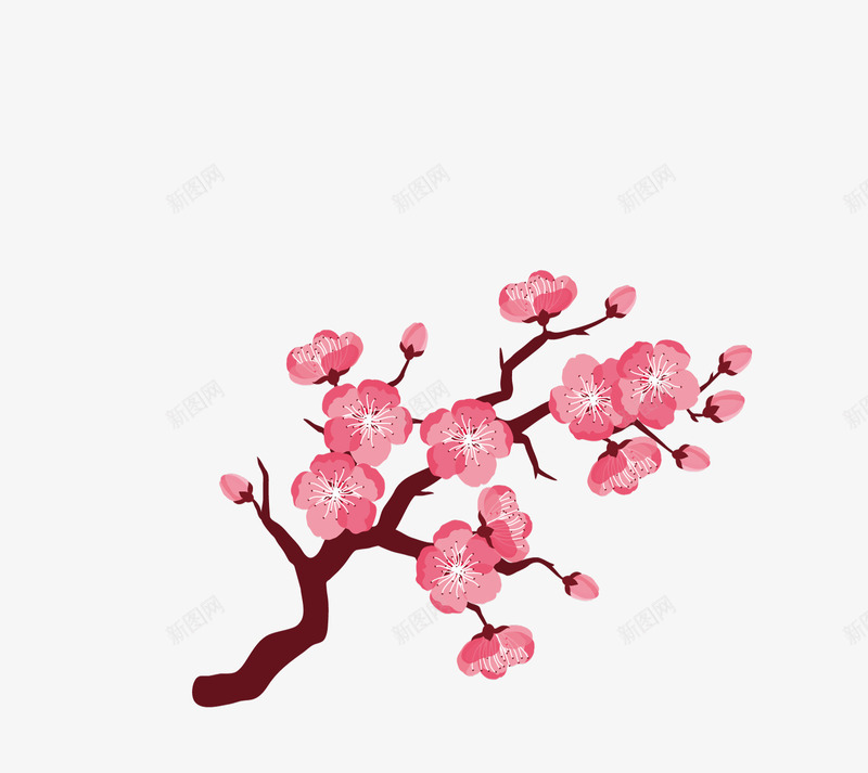 粉色手绘的桃花装饰png免抠素材_88icon https://88icon.com 手绘花朵 树枝 桃花 粉色花朵 花卉 花朵 花朵装饰