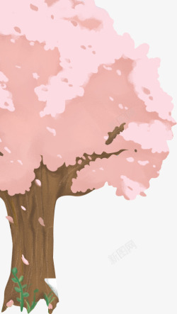 粉色水彩树枝素材