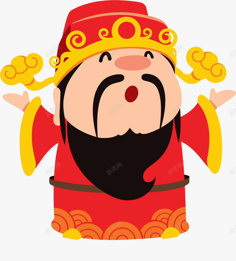 卡通财神欢呼新年装饰图案矢量图ai免抠素材_88icon https://88icon.com 卡通财神 插画装饰 新年 猪年 财神欢呼 矢量图