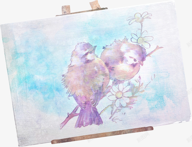 枝头小鸟画png免抠素材_88icon https://88icon.com 枝头小鸟 画 画架 画纸 花瓣
