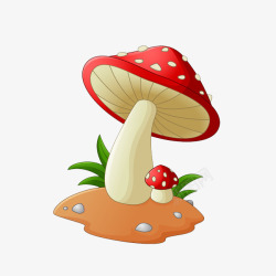 红色卡通蘑菇组合素材