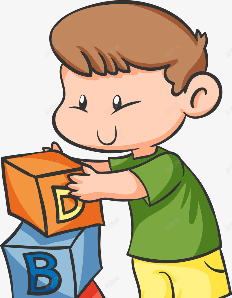 微笑卡通积木男孩png免抠素材_88icon https://88icon.com 儿童玩具 堆积木 小孩 游戏 玩耍 积木男孩 童趣