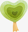 绿色分层创意爱心树木素材