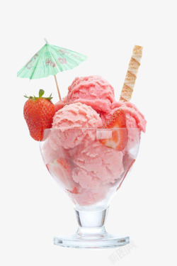 美味的草莓味冰激淋球素材