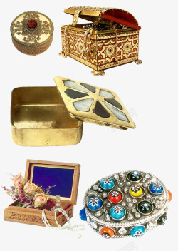 古代铜制珠宝盒珠宝箱素材