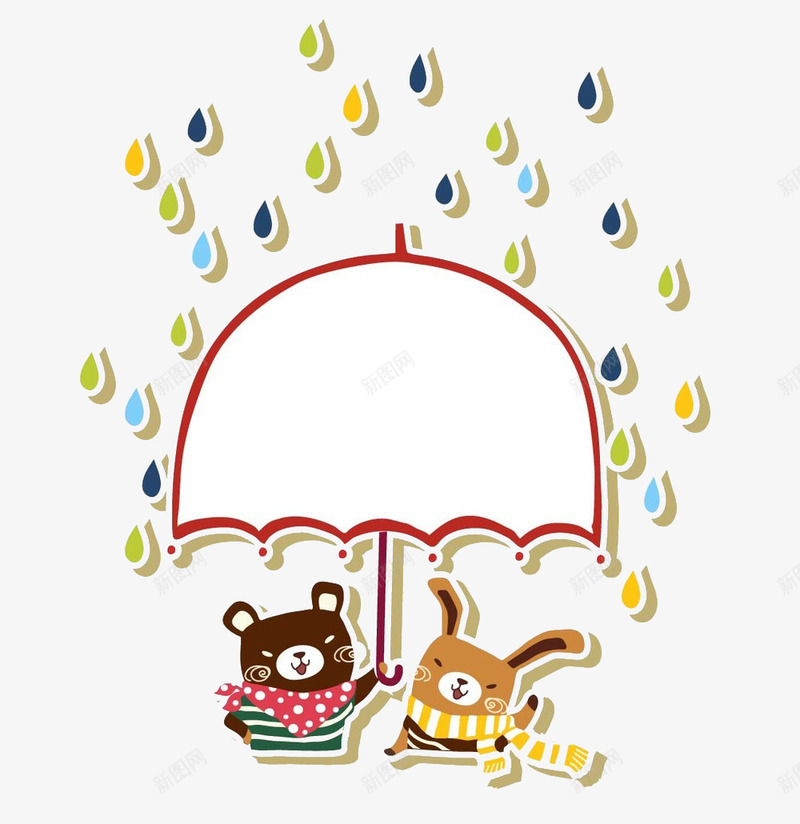 动物世界png免抠素材_88icon https://88icon.com 下雨 兔子 缤纷 色彩 雨伞 雨夜