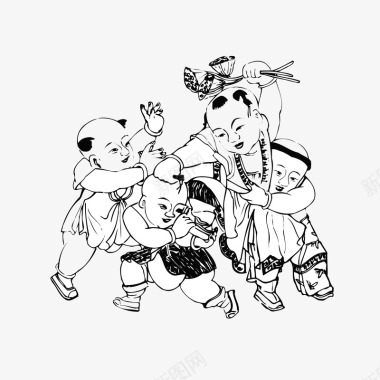 古代人物服饰古代采莲蓬的孩子图标图标