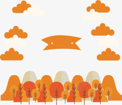 秋天的树林海报矢量图素材