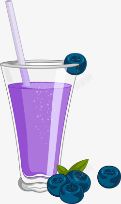 紫色卡通立体蓝莓汁素材