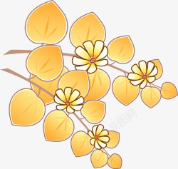 卡通手绘秋天黄色花朵素材