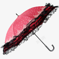 红色波点蕾丝伞素材