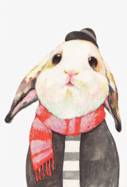 可爱手绘兔绅士素材