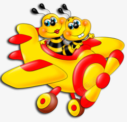 黄色直升机两只蜜蜂高清图片