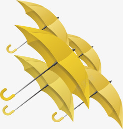 秋天雨季黄色雨伞矢量图素材