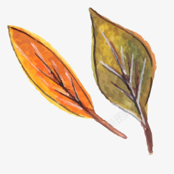 彩绘秋季叶子矢量图素材