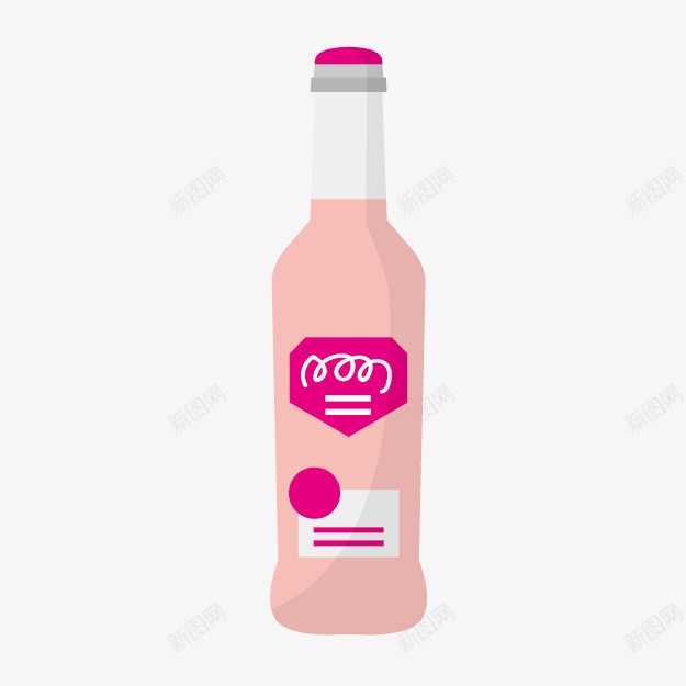 卡通粉色预调酒png免抠素材_88icon https://88icon.com 卡通预调酒 夏季饮料 瓶装鸡尾酒 粉色预调酒