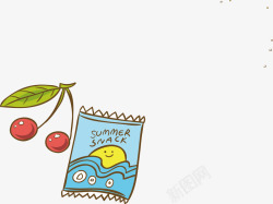 樱桃饮料樱桃零食彩色夏季沙滩度假元素矢量图高清图片