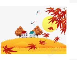 金色蜻蜓卡通韩国秋天风景2高清图片