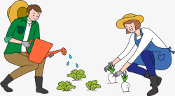 种植插画手绘种植蔬菜生活场景人物插画矢量图高清图片
