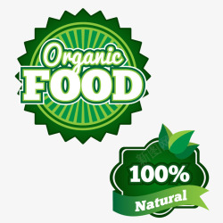 百分比有机食品绿色标签组合素材