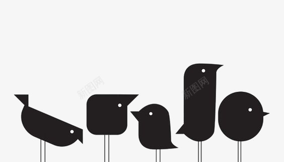 黑色小鸟装饰图标图标