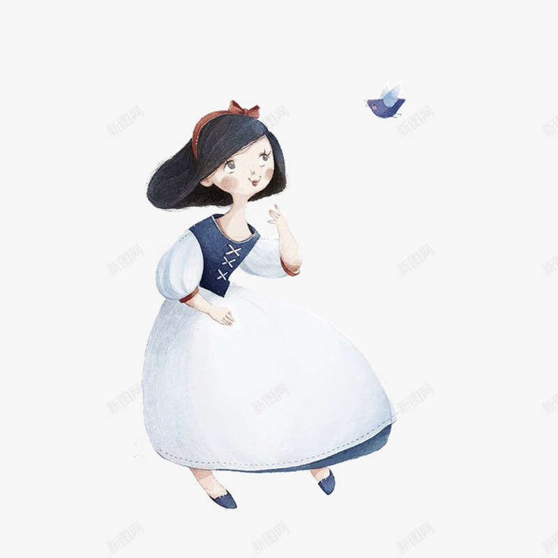 手绘跟着小鸟一起跳舞的女孩png免抠素材_88icon https://88icon.com 女孩 小鸟 白色裙子 跳舞