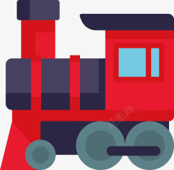 红色小火车头矢量图素材