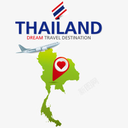 绿色泰国地图手绘矢量图素材