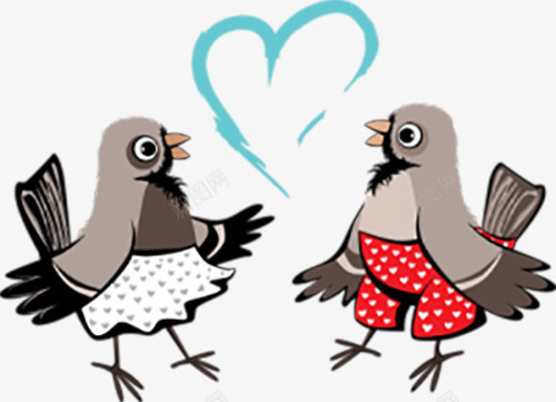 两只恋爱中的鸟png免抠素材_88icon https://88icon.com 动物 卡通 小鸟 手绘 插画 爱情 装饰