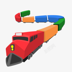 彩色玩具火车矢量图素材