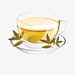 黄色质感茶杯茶叶矢量图素材